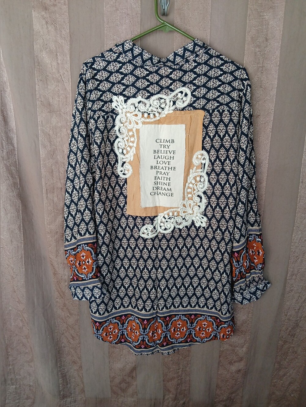 💎 Boho Jane Women's Top Printed Tunic White Appliqué CHRISTIANA 0467
